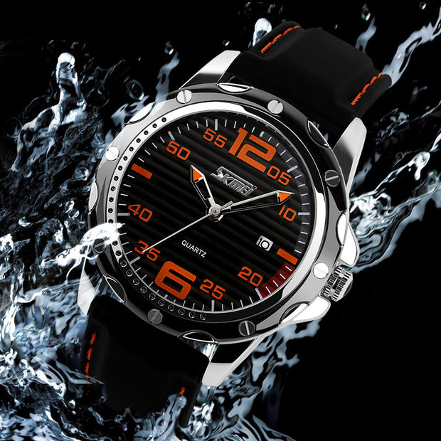 Classic Trend Silicone Strap  30m Waterproof Calendar Watch